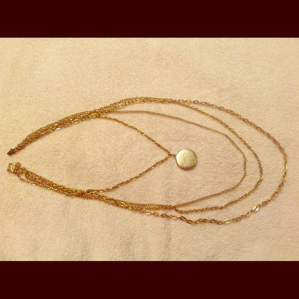 Vintage Jewelry Necklace 4 Gold Strand Locket 18"